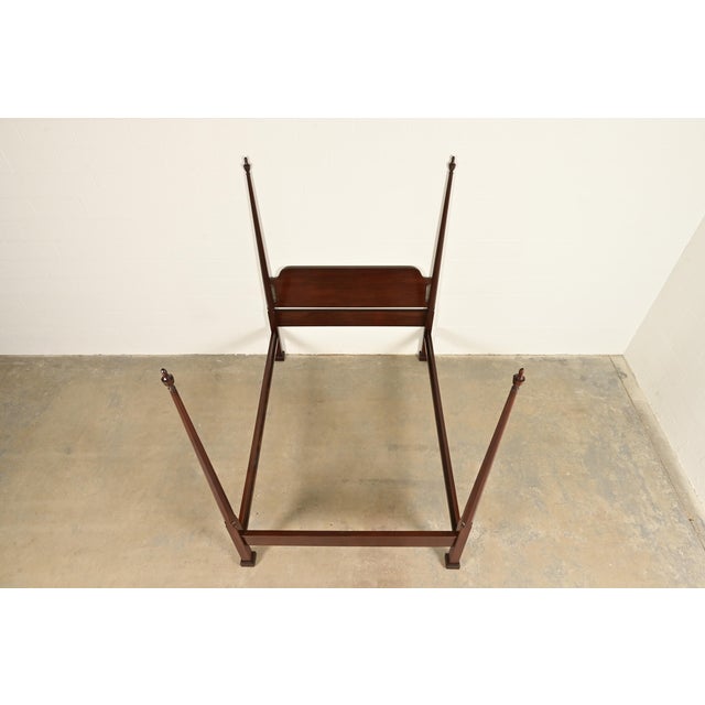 Late 20th Century Harden Georgian Carved Solid Cherry Wood Queen Size Poster Bed For Sale - Image 5 of 11