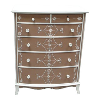 Hand-Painted Chest of 6 Drawers, 1950 For Sale