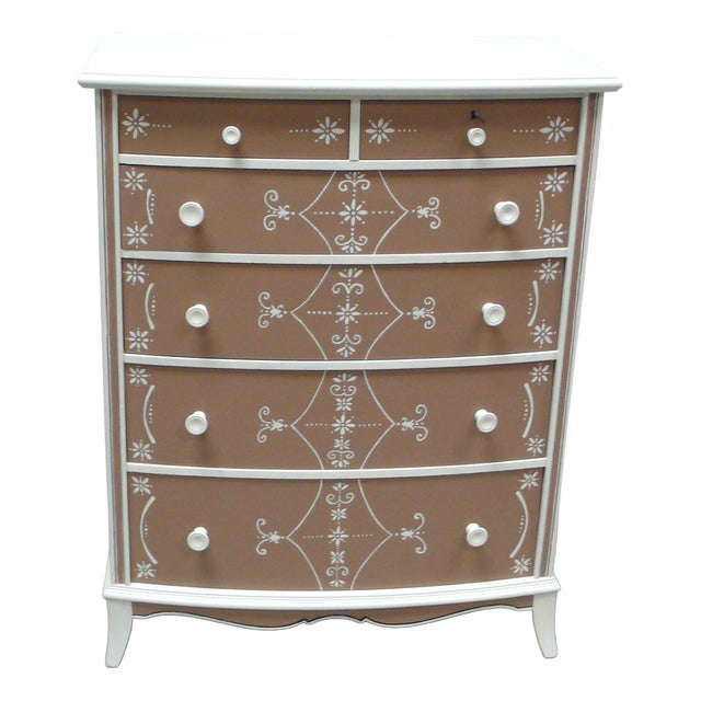 Hand-Painted Chest of 6 Drawers, 1950 For Sale