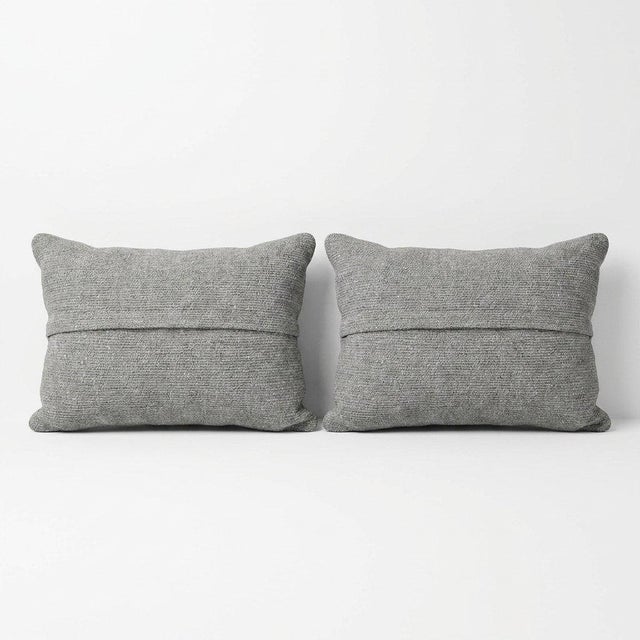 Black Turkish Rug Pillow Cover 16'' X 24'' - Set of Two For Sale - Image 4 of 4