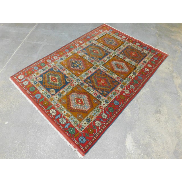 Tribal 1950s Vintage Persian Rug- 4′ × 6′ For Sale - Image 3 of 13