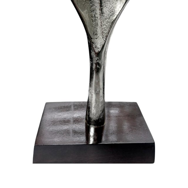 2020s Pair of Tall Contemporary Decorative Polished Silver Metal Leaf Sculptures For Sale - Image 5 of 5