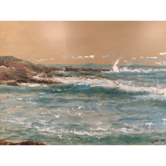 Matched Pair of 1909 Watercolors by Edmund Darch Lewis (1835–1910) | Hudson River School Artist's Seascapes For Sale - Image 9 of 12
