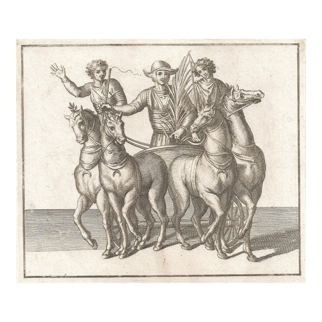 18th Century Roman Chariot Equestrian Engraving For Sale