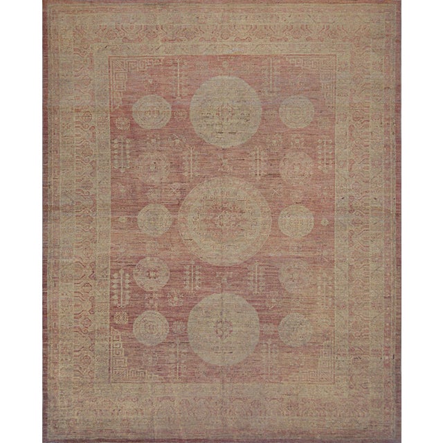 1990s Vintage Dusty Rose Handwoven Revival Khotan Rug For Sale - Image 9 of 9