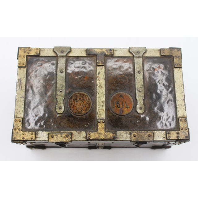 Metal Circa 1907-1909 English Huntley & Palmer's "Iron Chest" Biscuit Tin Box For Sale - Image 7 of 10