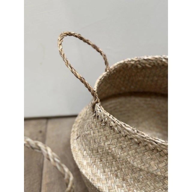 Tan Foldable Seagrass Basket, Set of 3 For Sale - Image 8 of 11