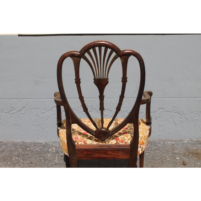 Brown Sheraton Style Heavily Carved Mahogany Armchair For Sale - Image 8 of 13
