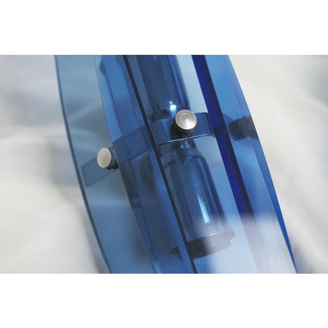 Mid-Century Modern Italian Faceted Blue Glass Veca Wall Sconces by Fontana Arte, 1980s, Set of 2 For Sale - Image 3 of 13