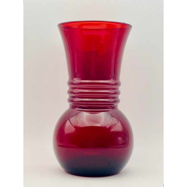 1930s 1930s Anchor Hocking “Royal Ruby” Glass Vase For Sale - Image 5 of 6
