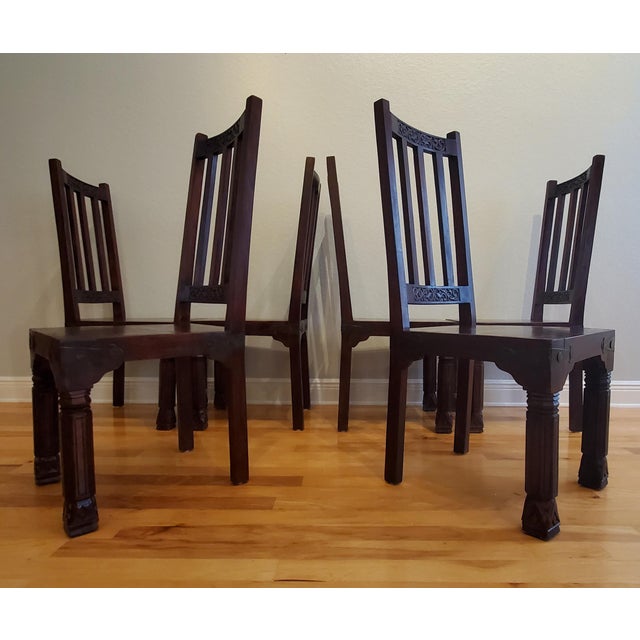 Carved Mango Wood Dining Chairs Imported From India Set of 6 Chairish
