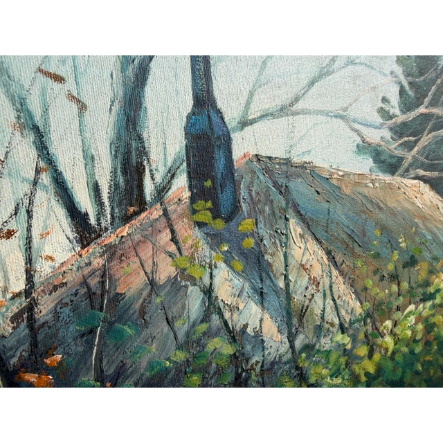 Vintage Original Landscape Painting of a Rustic Cottage & Garden, Signed For Sale In Naples, FL - Image 6 of 10