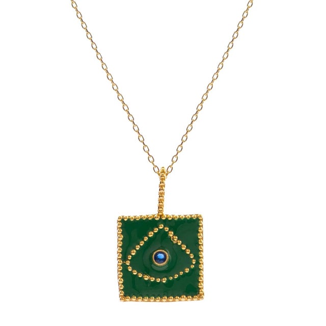 Gold Mystic Verde Evil Eye Gold Necklace For Sale - Image 8 of 8