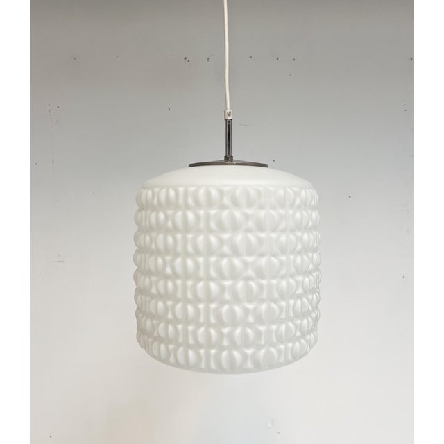 Unique ceiling lamp made of opal glass from the 1960s, germany. A design by aloys f. Gangkofner for peill & putzler. The...