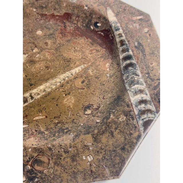 Ammonite Fossil Marble Placemat Bowl and Plate, 1970s, Set of 2, in Flawless conditions. Designed 1970 to 1979