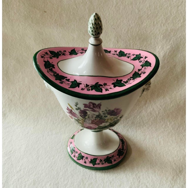 Neoclassical Lidded Urn With Lion Mask Handles Transferware, Italy, 20th C. For Sale - Image 18 of 18