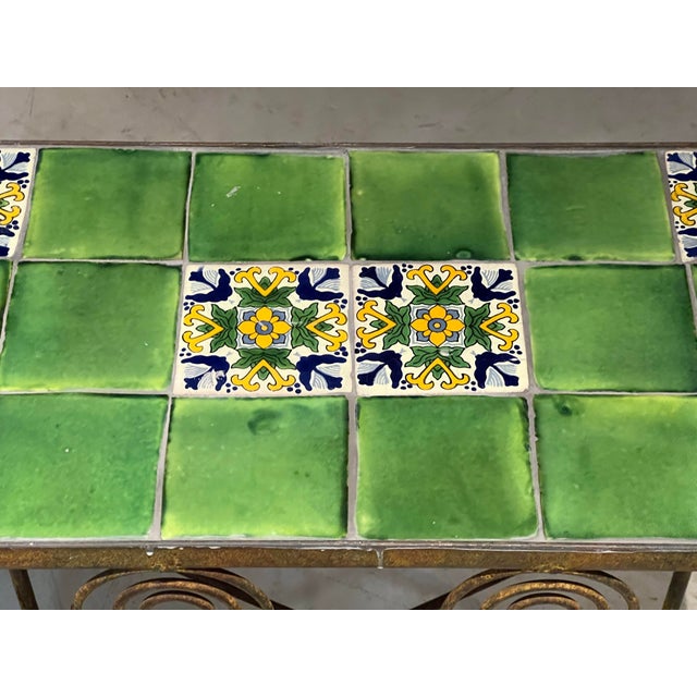 Hollywood Regency Wrought Iron Tile Top Table Spanish Revival Patio Garden For Sale - Image 11 of 12