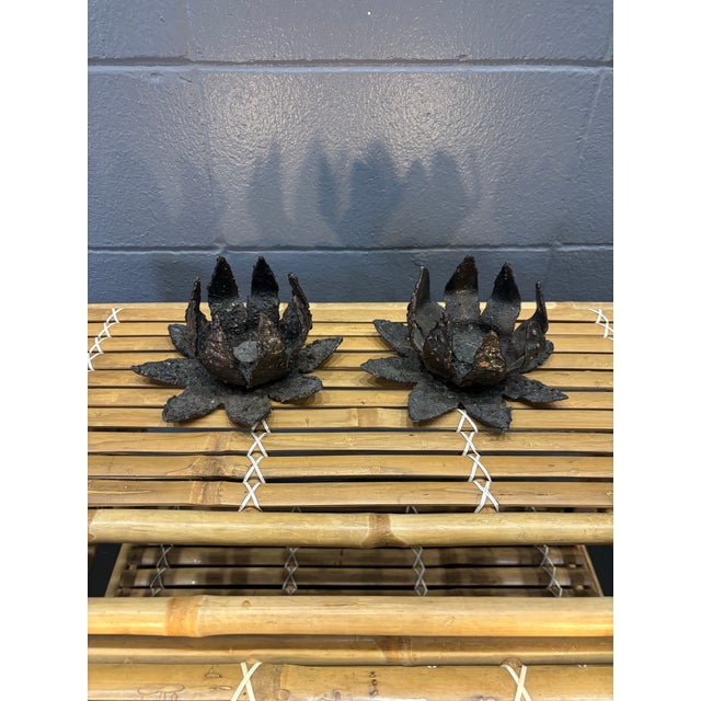 Mid-Century Harry M. Wasserman Torch-Cut Steel Lily Sculptures, Pair For Sale - Image 4 of 8