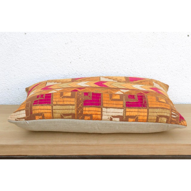 Indian Firozpur Frontier, Heirloom Bagh Phulkari Pillow For Sale - Image 3 of 6