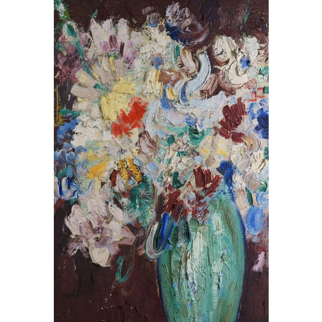 Lucien Roudier Detto Eller, Flowers in a Vase, 1920s, Oil Painting on Canvas, Framed For Sale - Image 7 of 13