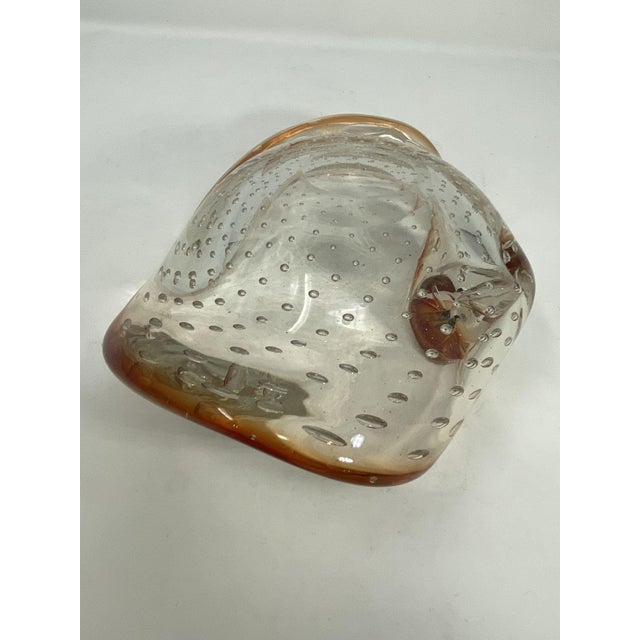 Beautiful amethyst colored vintage Murano Glass Candy Dish. Features bullicante controlled bubbles. Measures 8" x 6".