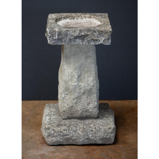 Stone English Garden Stone Square Bird Bath For Sale - Image 7 of 11