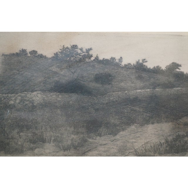 Antique John Octavius Anderson Signed Sailboat Village Seascape Etching 26" For Sale - Image 12 of 13