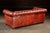 Wood Vintage Burnt-Red Leather Tufted Chesterfield Sofa With Nailhead Trim For Sale - Image 7 of 18