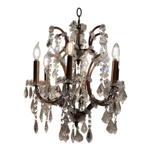 Restoration Hardware 19th C. Rococo Iron & Crystal Round Chandelier