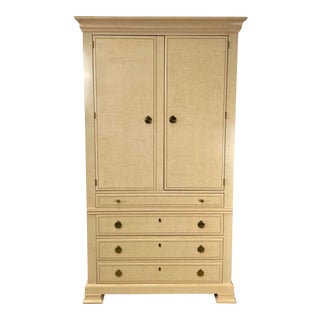 Vintage Drexel White Wash Lacquered Status Collection Armoire For Sale