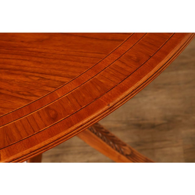 Mid 20th Century Duncan Phyfe Style Mahogany Round Breakfast Table With Brass Claw Feet For Sale - Image 5 of 18