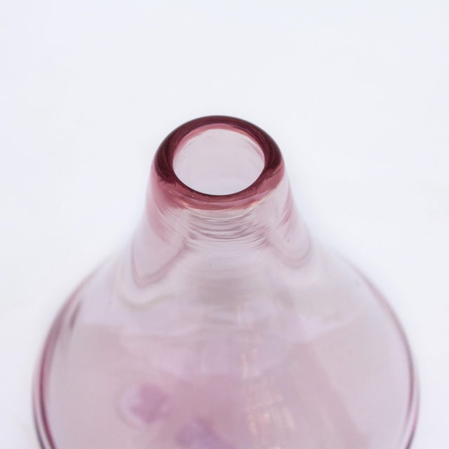 Pink Glass Vase with Rounded Base For Sale - Image 5 of 7