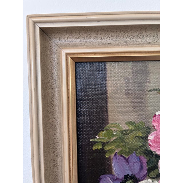 Vintage Original Flower Oil Painting, Signed Floral Still Life For Sale - Image 4 of 12