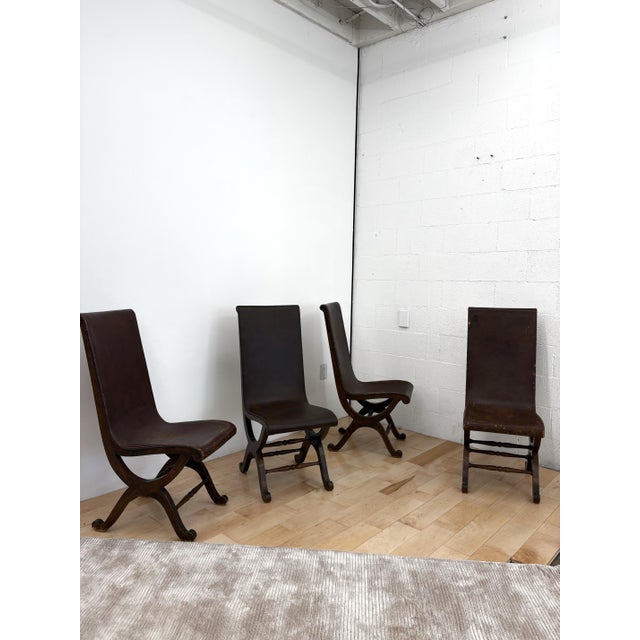 Pierre Lottier Brown Spanish Slipper Chairs by Almazan, 1950s For Sale In Los Angeles - Image 6 of 11