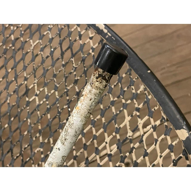 Set of 3 Wrought Iron Garden Patio Chairs Mesh Seats Backs Att Russell Woodard For Sale - Image 10 of 12