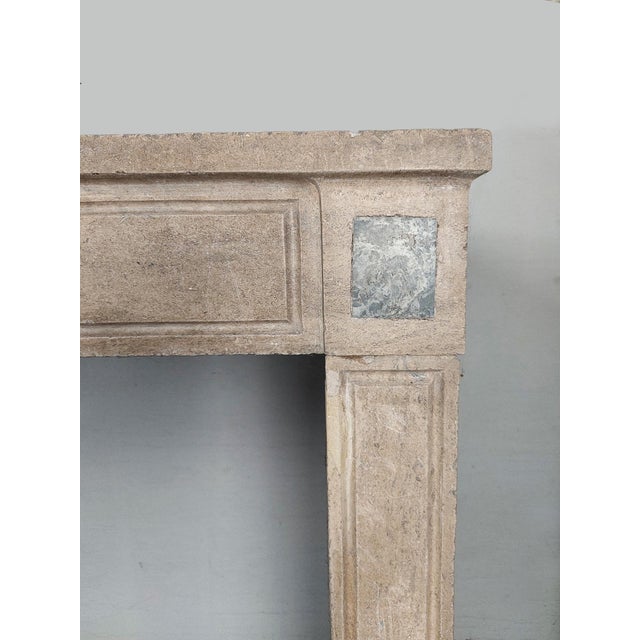 Antique French Burgundian Stone Fireplace with Marble Inlays For Sale - Image 5 of 18