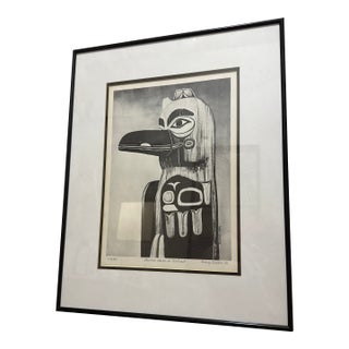 1970s Alaskan Raven in Contrast Framed Serigraph For Sale