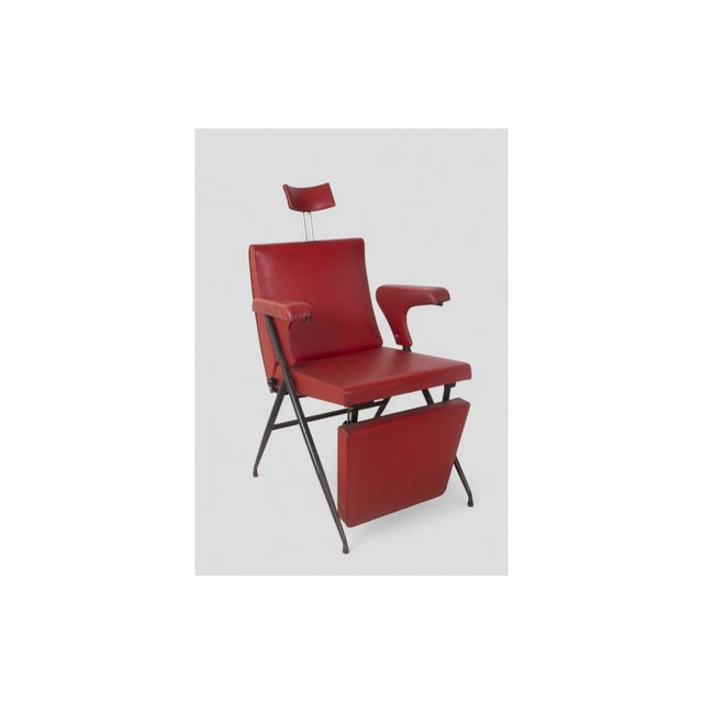 Vintage Real Dorica Hairdresser Chair in Red Faux Leather, 1960s For Sale - Image 3 of 9