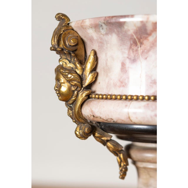 Pair of 19th-Century French Neoclassical Marble and Gilt Bronze Urns For Sale - Image 9 of 12