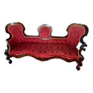 Large 19th Century Louis Philippe Three-Seater Conversation Sofa. Italy For Sale