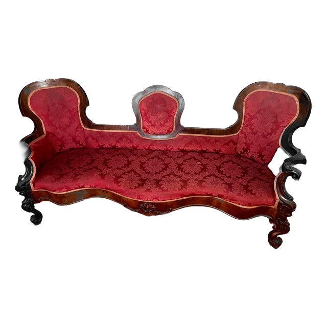 Large 19th Century Louis Philippe Three-Seater Conversation Sofa. Italy For Sale