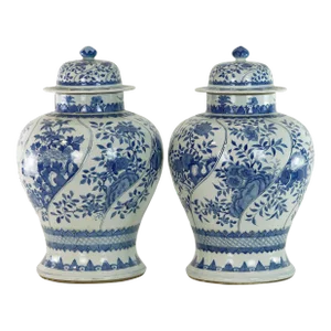 Pair of 18th-Century Chinese Blue and White General Jars