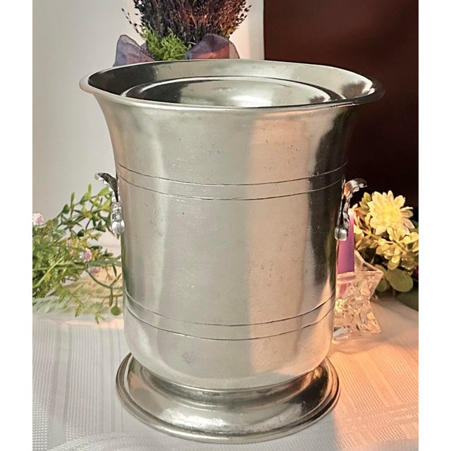Metal Vintage Italian Pewter Ice Bucket / Crafted in Italy Champagne Holder / Wine Chiller For Sale - Image 7 of 7