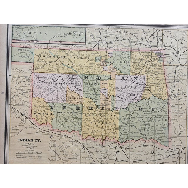 19th Century George F. Cram "Texas" Full Sheet Atlas Map With Reverse Half Sheet "Arkansas" and "Indian Territory" Maps c.1887 For Sale - Image 14 of 17