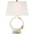 Chapman & Myers by Visual Comfort Signature Ring Form Large Table Lamp in Alabaster with Linen Shade For Sale