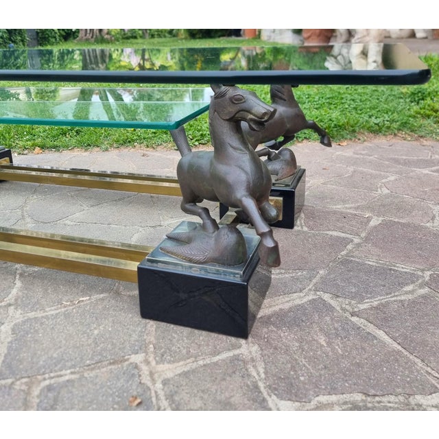 Table with Bronze Horses from Maison Charles, 1970s For Sale - Image 3 of 13
