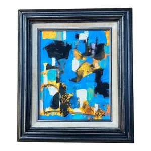 Contemporary Original Stephen Heigh Abstract Painting “Happiness “ Vintage Frame