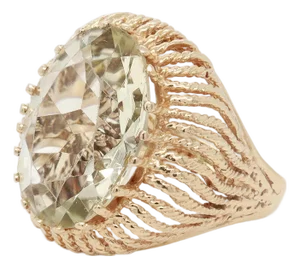 Mid-Century Modern 14k Gold & High-Set Citrine Cocktail Ring