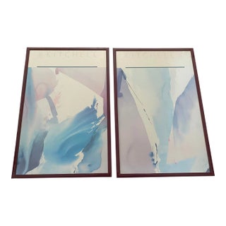 1980s Peter Kitchell Pastel Abstract Lithographs “Shasta A” and “Shasta B” Signed and Framed - a Pair For Sale
