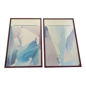 1980s Peter Kitchell Pastel Abstract Lithographs “Shasta A” and “Shasta B” Signed and Framed - a Pair